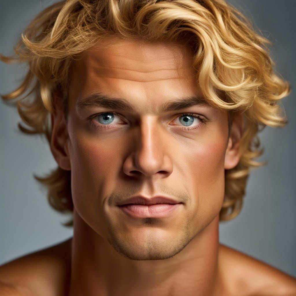 Handsome Young Apollo Portrait in Professional Photography S...