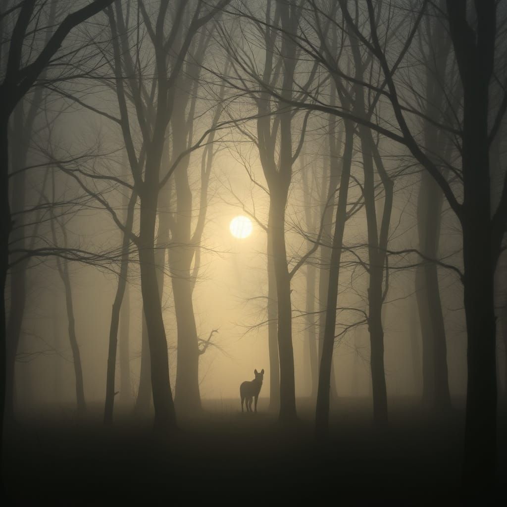 Ethereal Forest Engulfed in Thick Mist