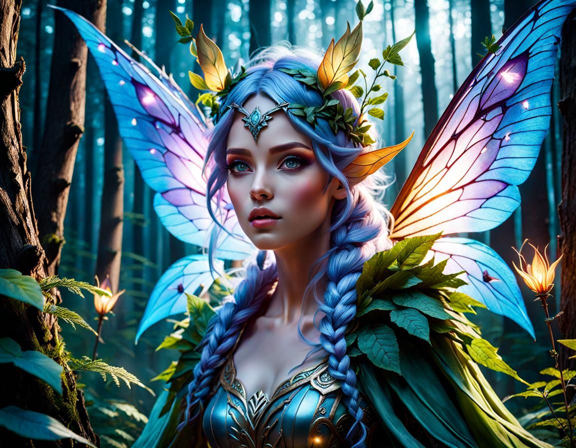 Fantasy Fae in Detailed Photorealistic Forest