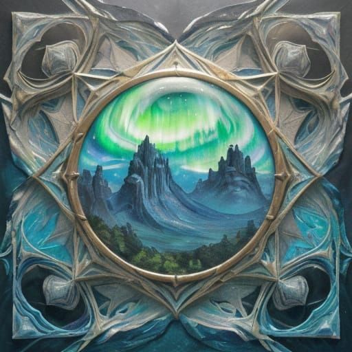 Surreal Cathedral Landscape in Gouache Style