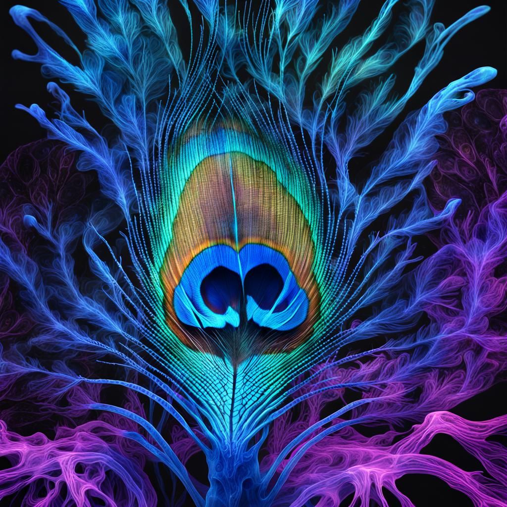 X-Ray Panther with Peacock Veins: Neon Concept Art