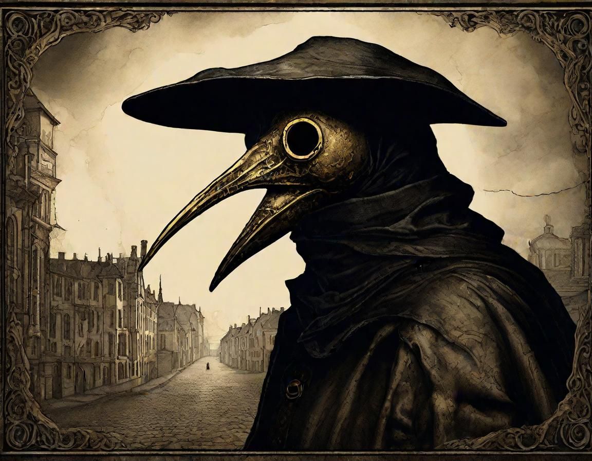 Plague Doctor in Medieval Europe: Etching in Dürer Style