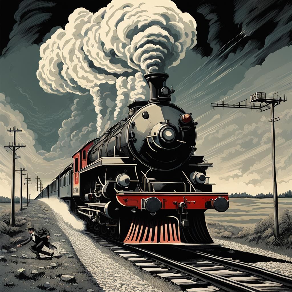 Surreal Train Journey with Running Man