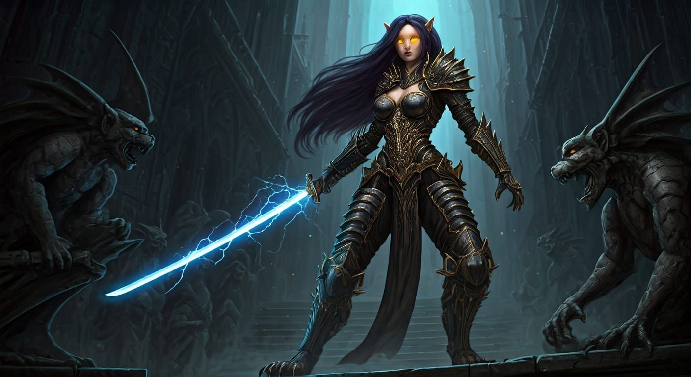Aasimar Paladin in Gothic Biomechanical Landscape