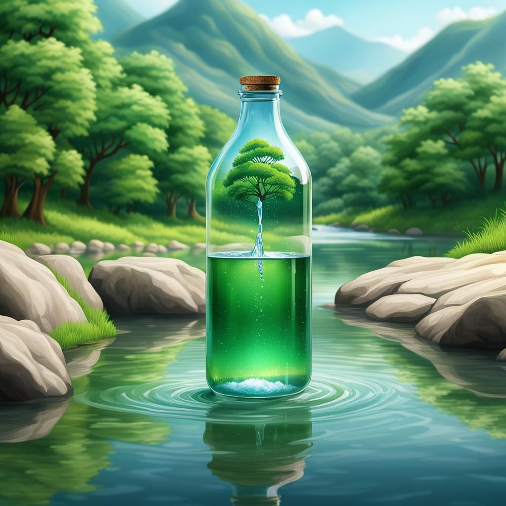 Surreal River Illusion from Spilled Water Bottle