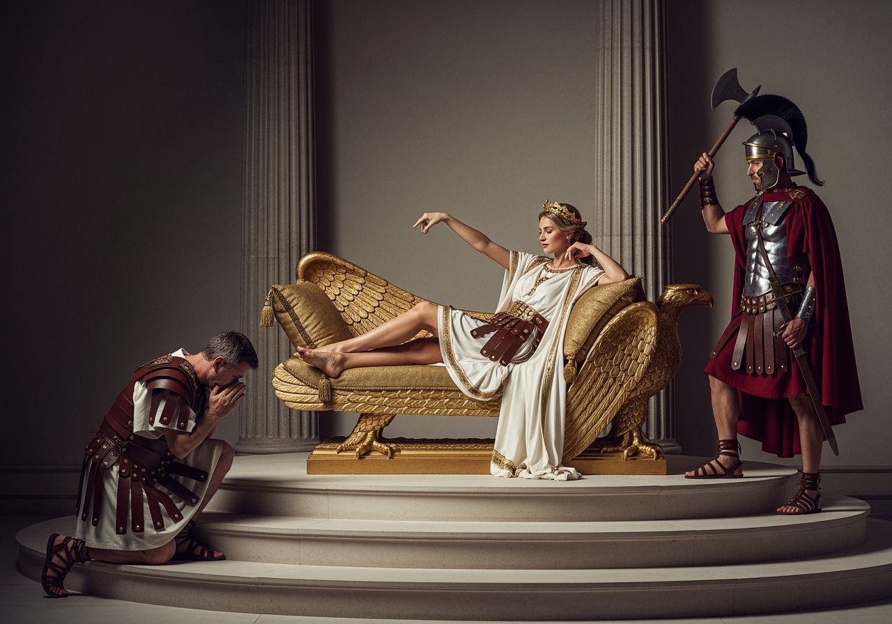 Roman Empress on Eagle Throne in Lavish Palace