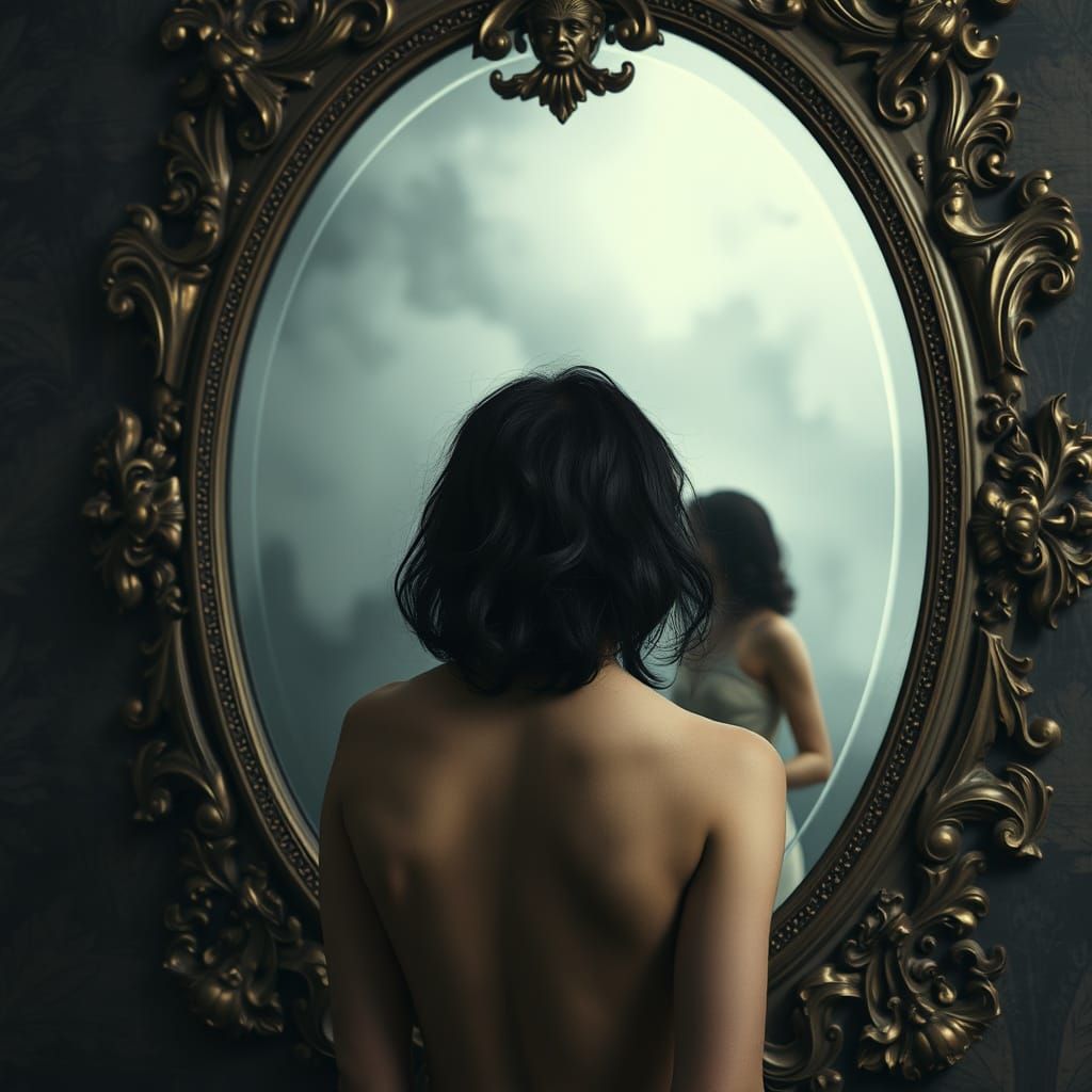 Ornate Mirror Reflects Dreamlike Possibilities