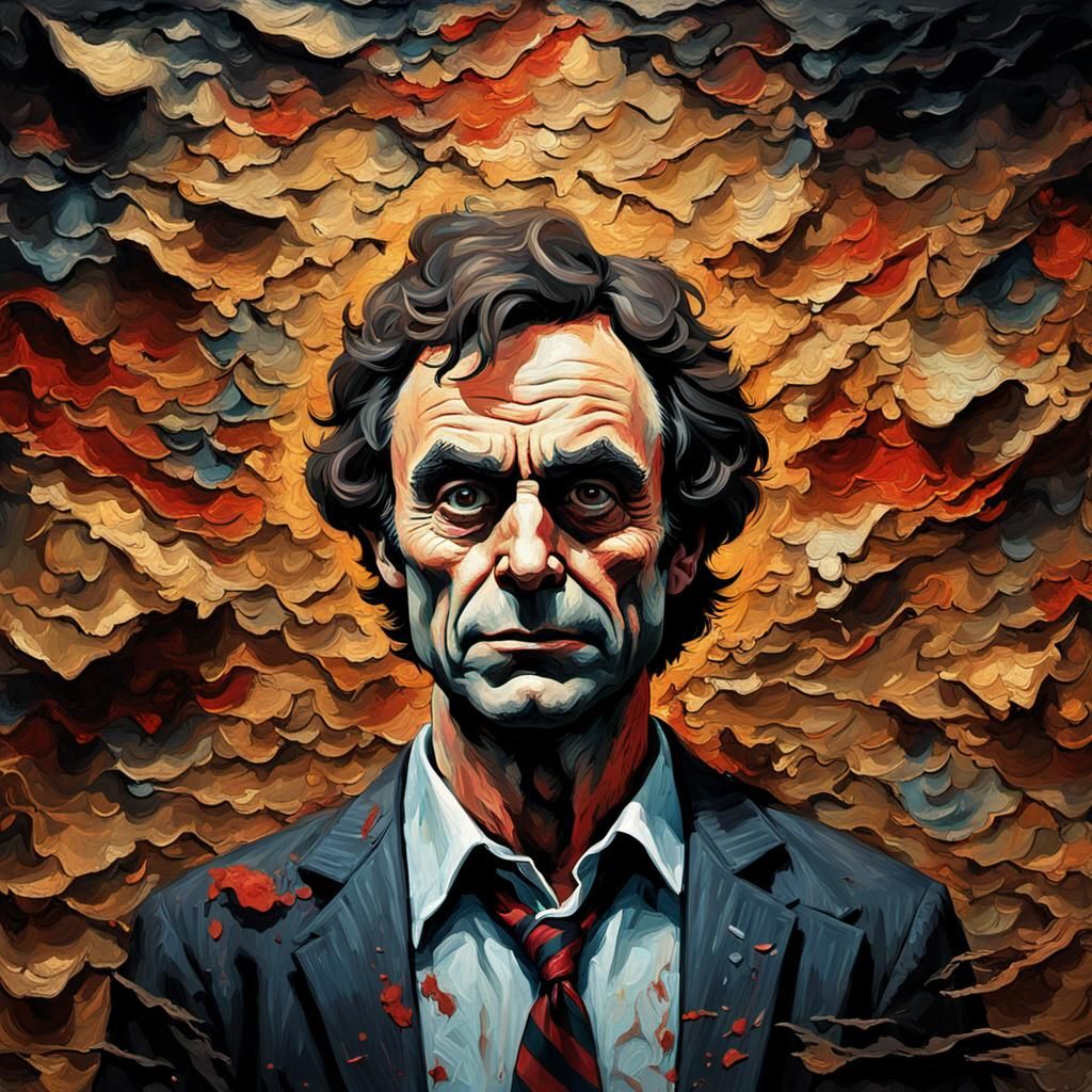 Grotesque Decaying Face in Impressionist Style