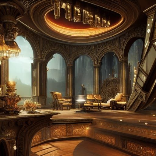 Dramatic Maximalist Interior Design Digital Matte Painting