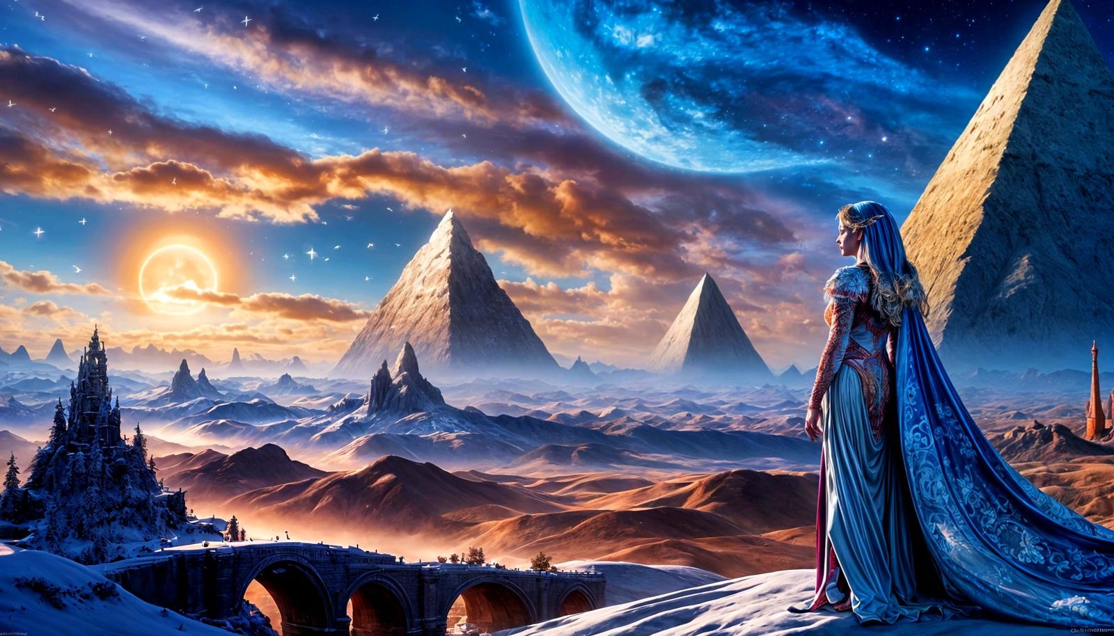 Egyptian Dreamscape under Waxing Crescent Moonlight