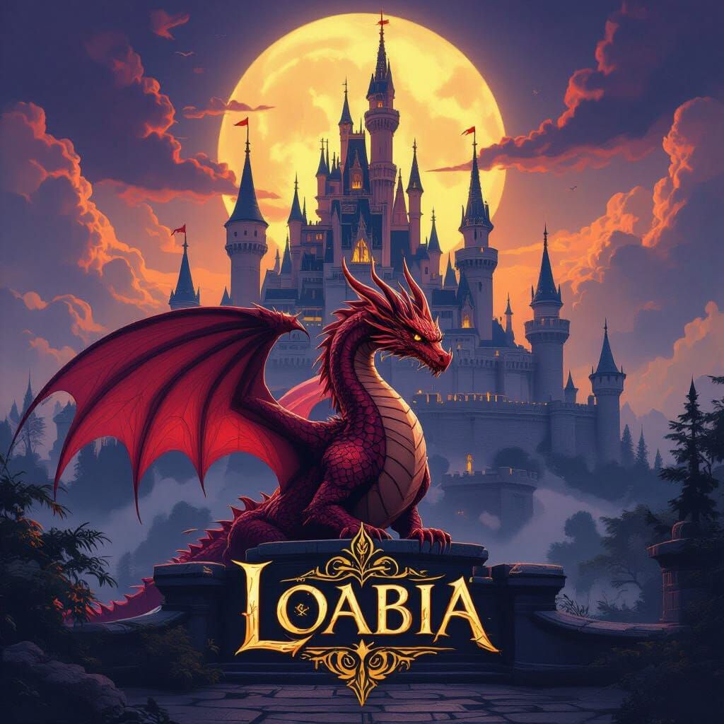 Scarlet Dragon Logo with Imperial Castle in Shadowhunter Sty...