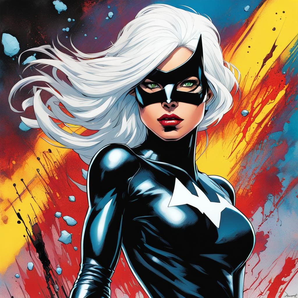 White-Haired Superhero in Comic Book Style