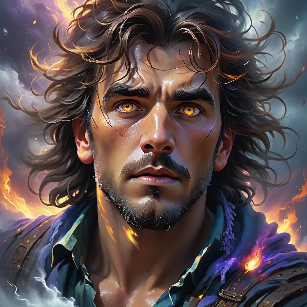 Powerful Being in Swirling Mist: Hyper-Realistic Digital Art