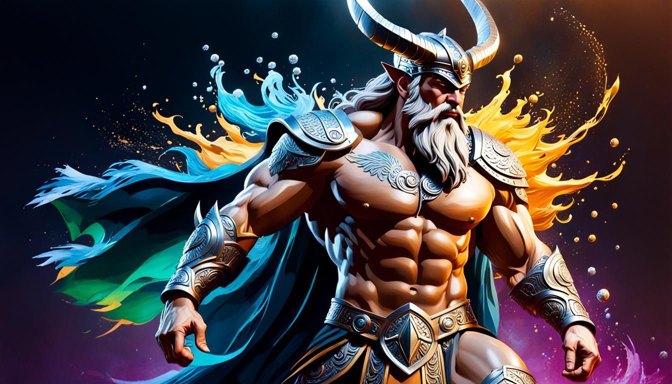 Norse Gods Odin, Vili, and Vé in Hyperrealistic Style