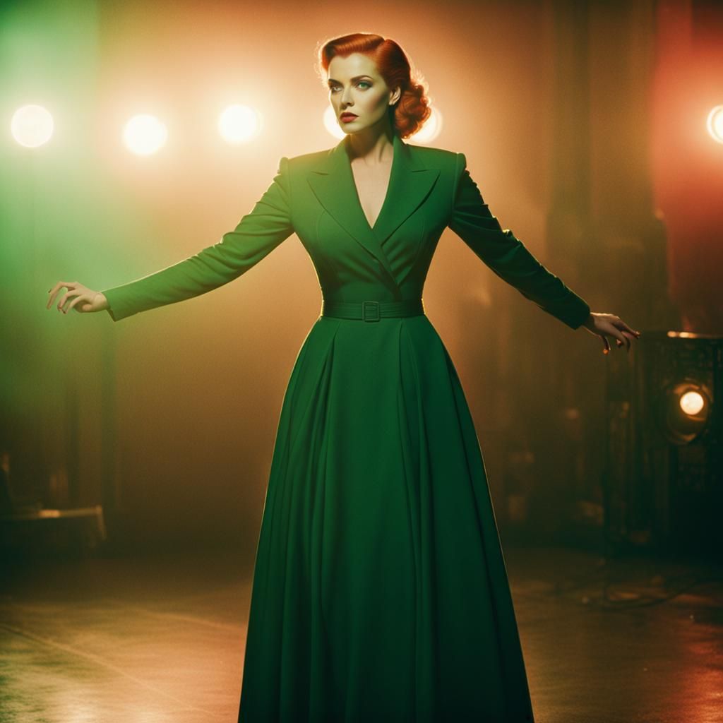 Glamorous Young Woman in Vintage Hollywood Style