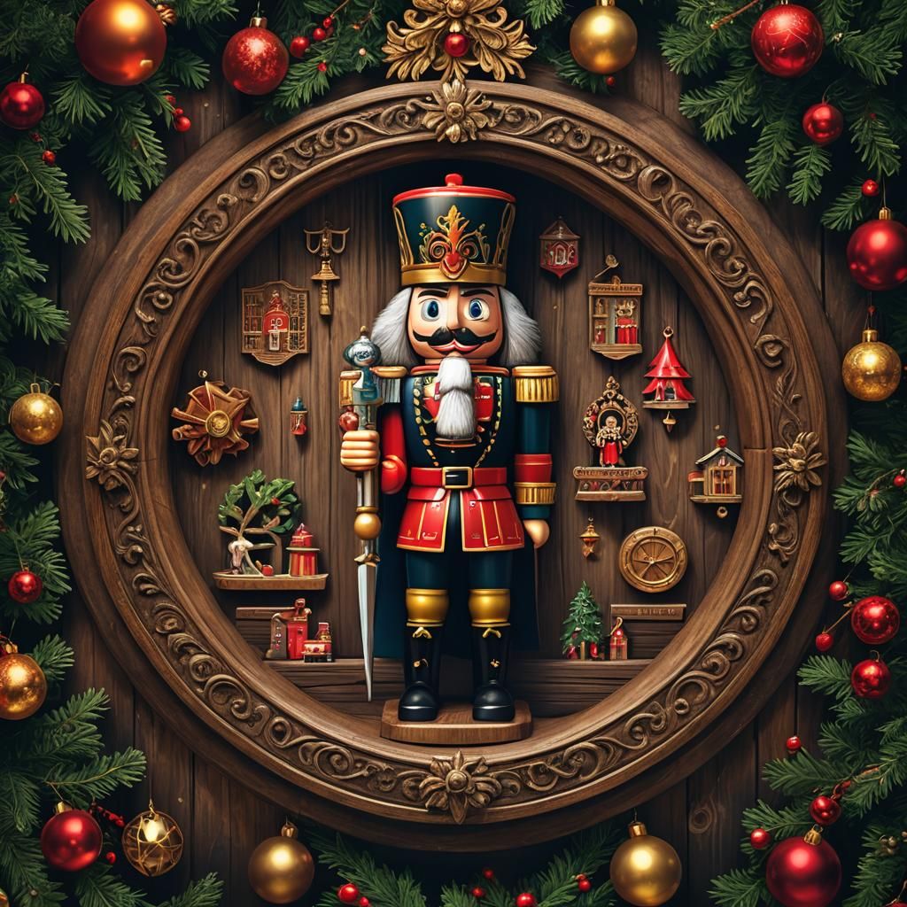 German Nutcracker in Christmas Ornament, Detailed Matte Pain...