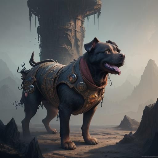 Error 404 Dog: Detailed Matte Painting