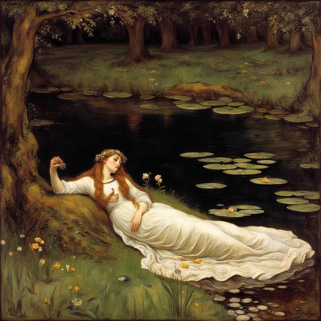"illustration by John Everett Millais"
"Ophelia"Literary Scene