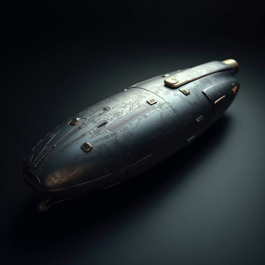 Sleek Metallic Device in Hyperrealistic Futuristic Style