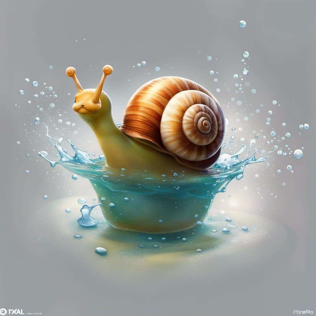 Happy Snail Bathing: Pixar-Style Animation