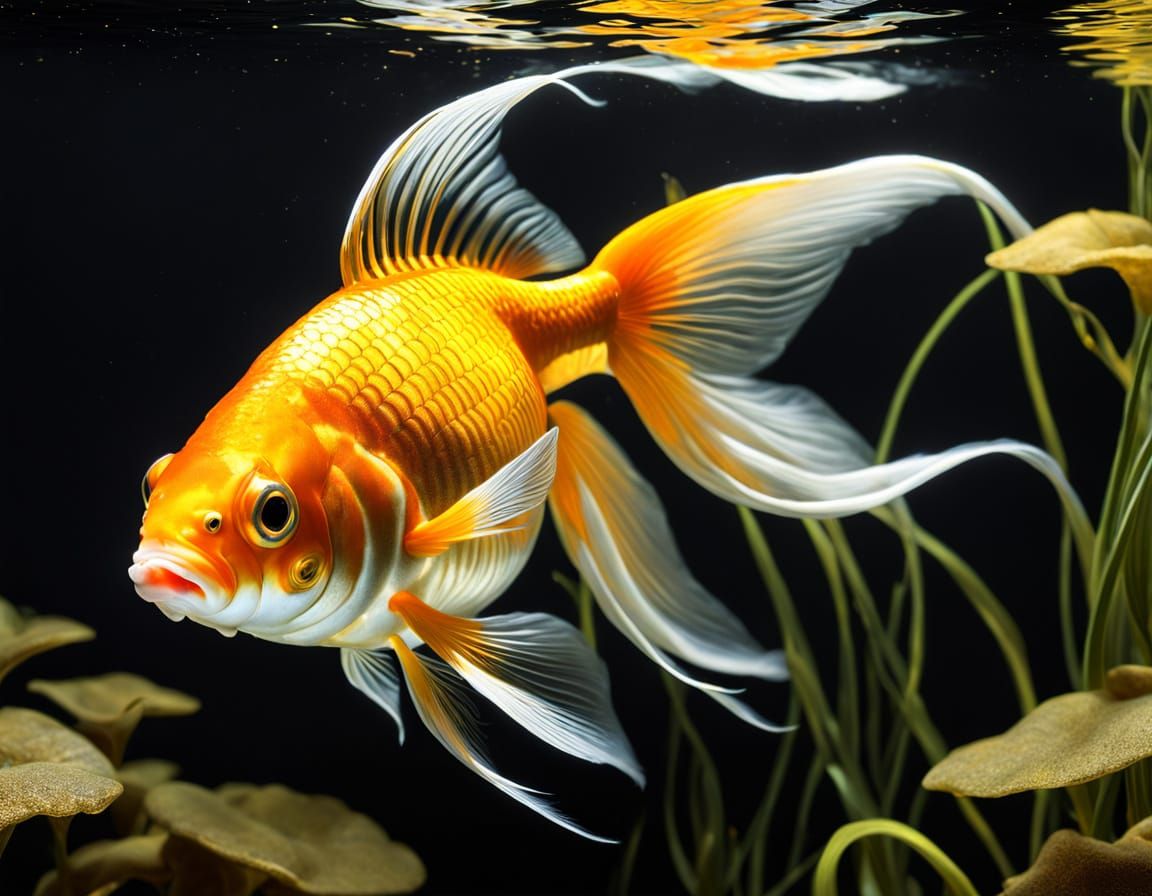 Surreal Goldfish with Flowing Tail as Dreamlike Art