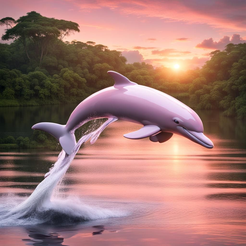 Elegant Jump of Amazon River Pink Dolphin!