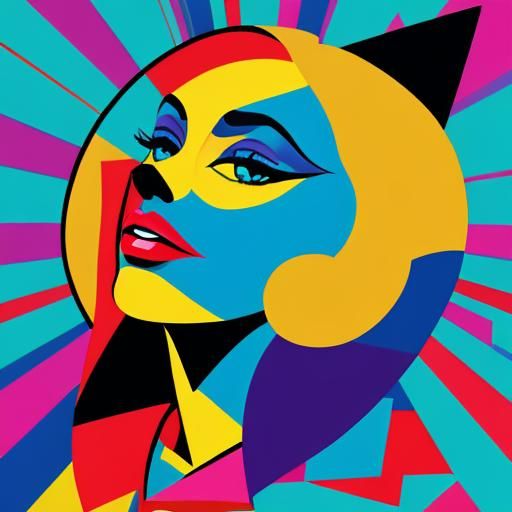 Bold Pop Art Dog Illustration in Bauhaus Style