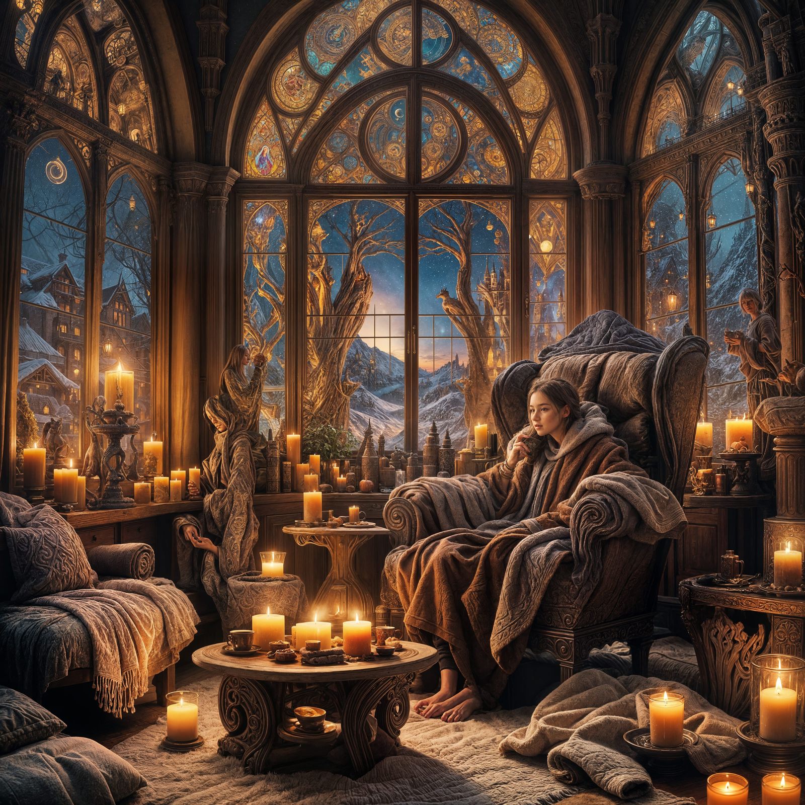 Cozy Night at Home in Detailed Matte Painting