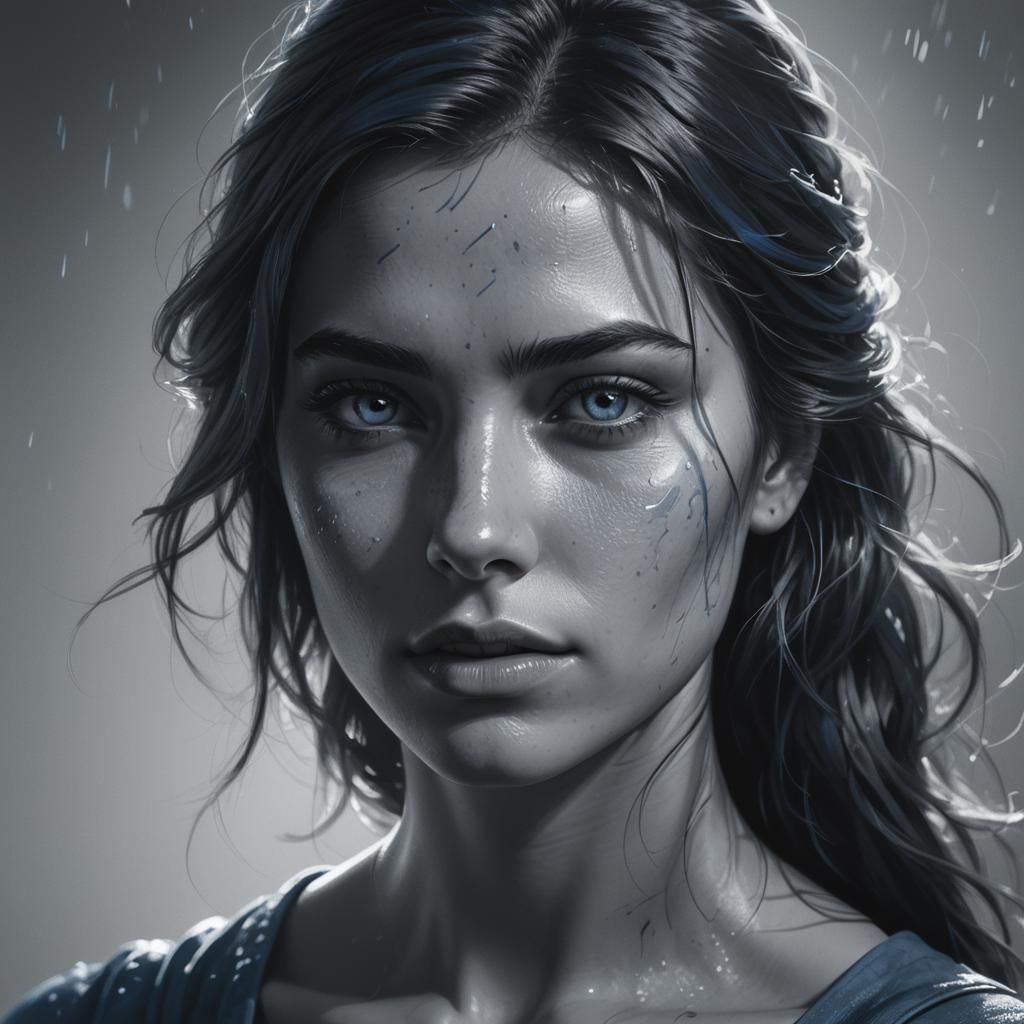 Monochrome Portrait of a Woman in Hyperrealism