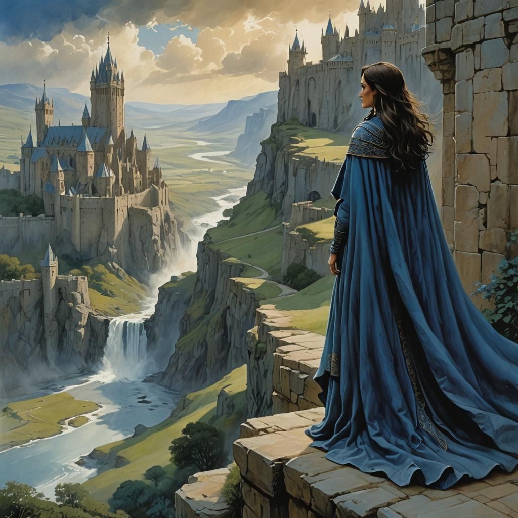 Woman Gazing from Minas Tirith Wall, Howe Style