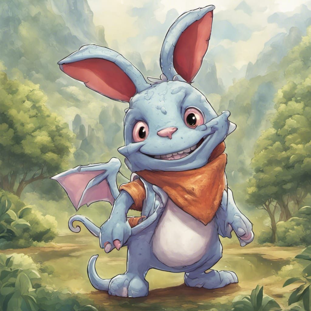 Magical Rabbit-Dragon Hybrid in Detailed Digital Art