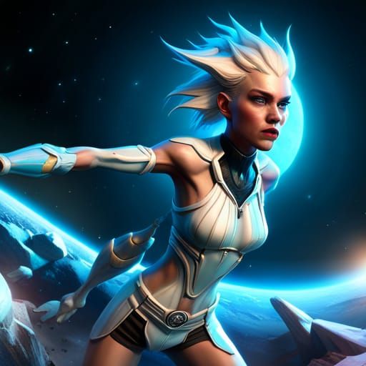 Giant Alien Woman with Frozen Models, Fantasy Concept Art