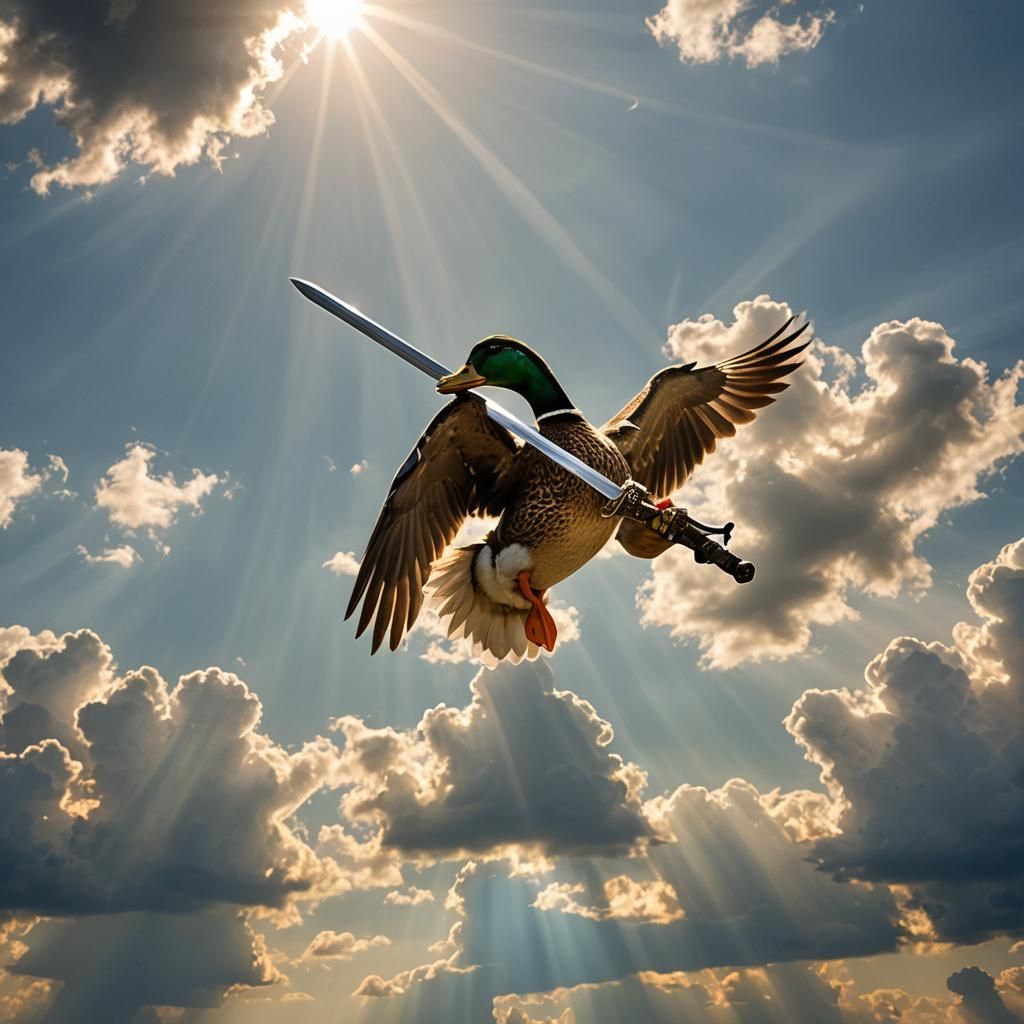 Duck with Sword in Divine Sunshine