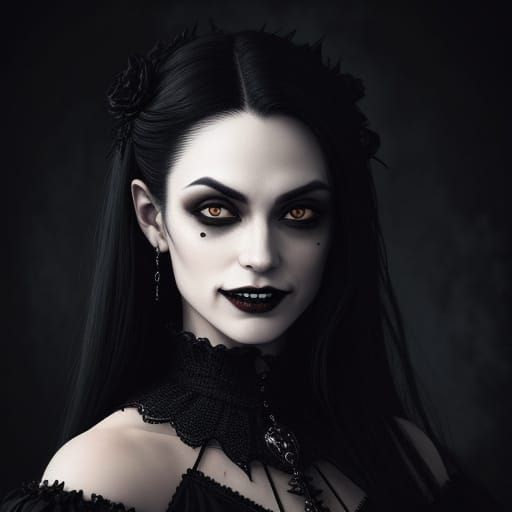 Gothic Vampire with Radiant Smile in Hyperrealistic Style