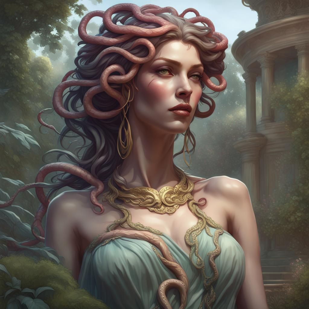 Medusa in a Snake Garden: Art Nouveau Portrait
