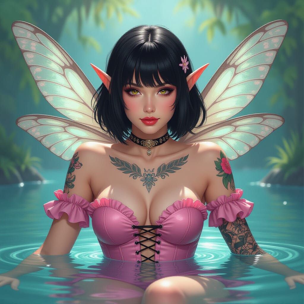 Elf with Dragonfly Wings in 90s Fantasy Style