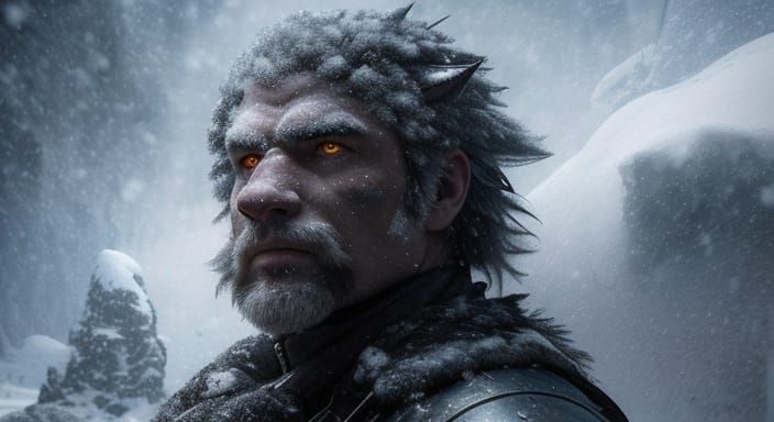 Furry Dragon Protects Man in Alien Snow Storm