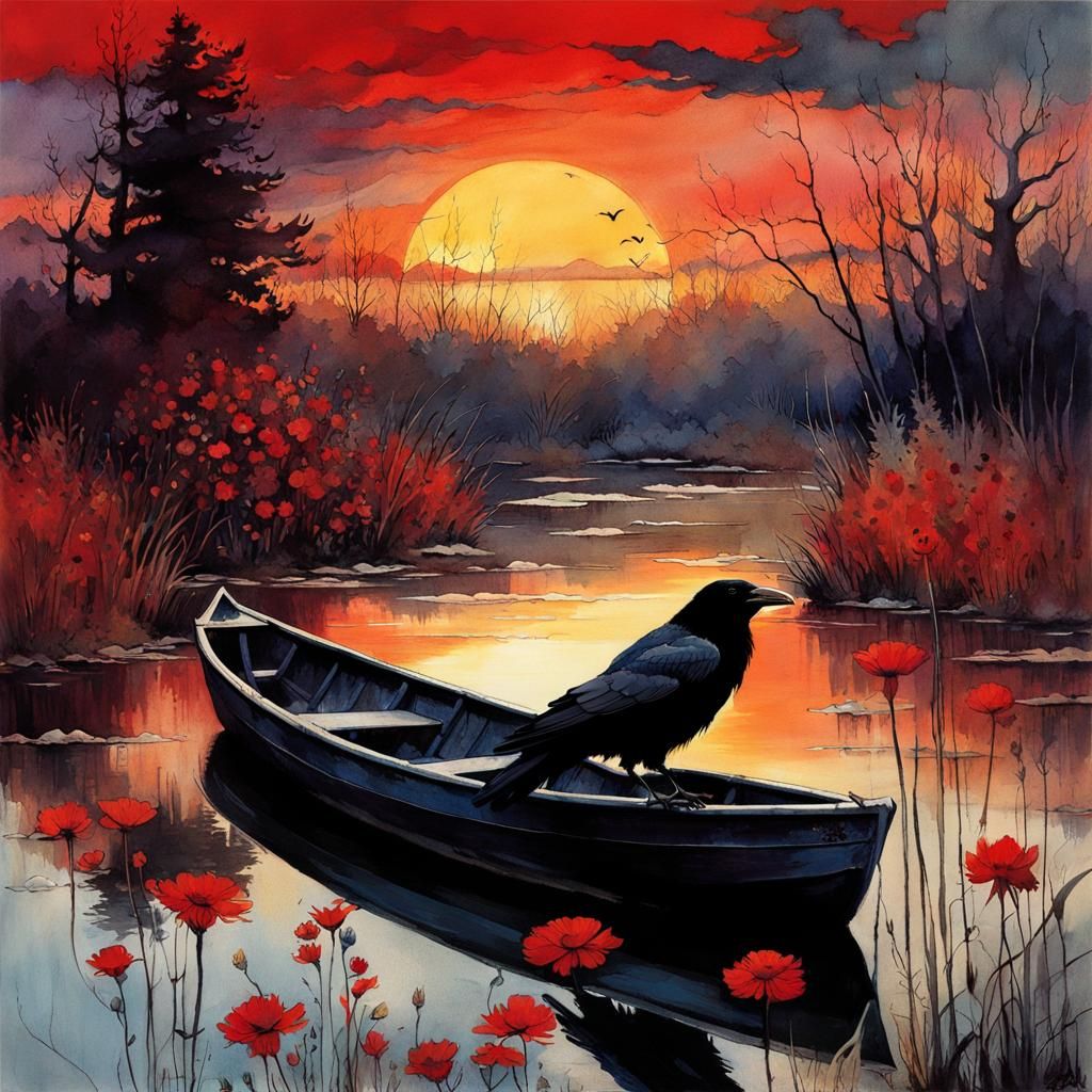 Raven with Red Eyes by Gustave Doré