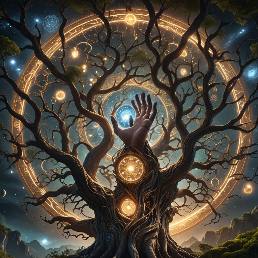 Mystical Being in Tree of Time: Digital Matte Painting