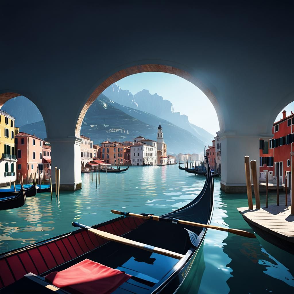 Gondolier Concept Art in Hyperrealism Style