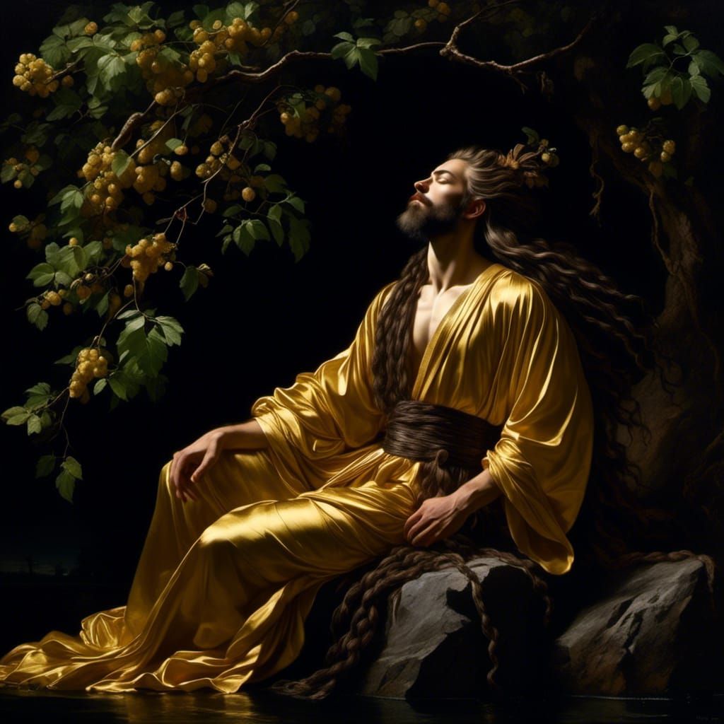 Elven Deity Reaching for the Moon, Caravaggio Style