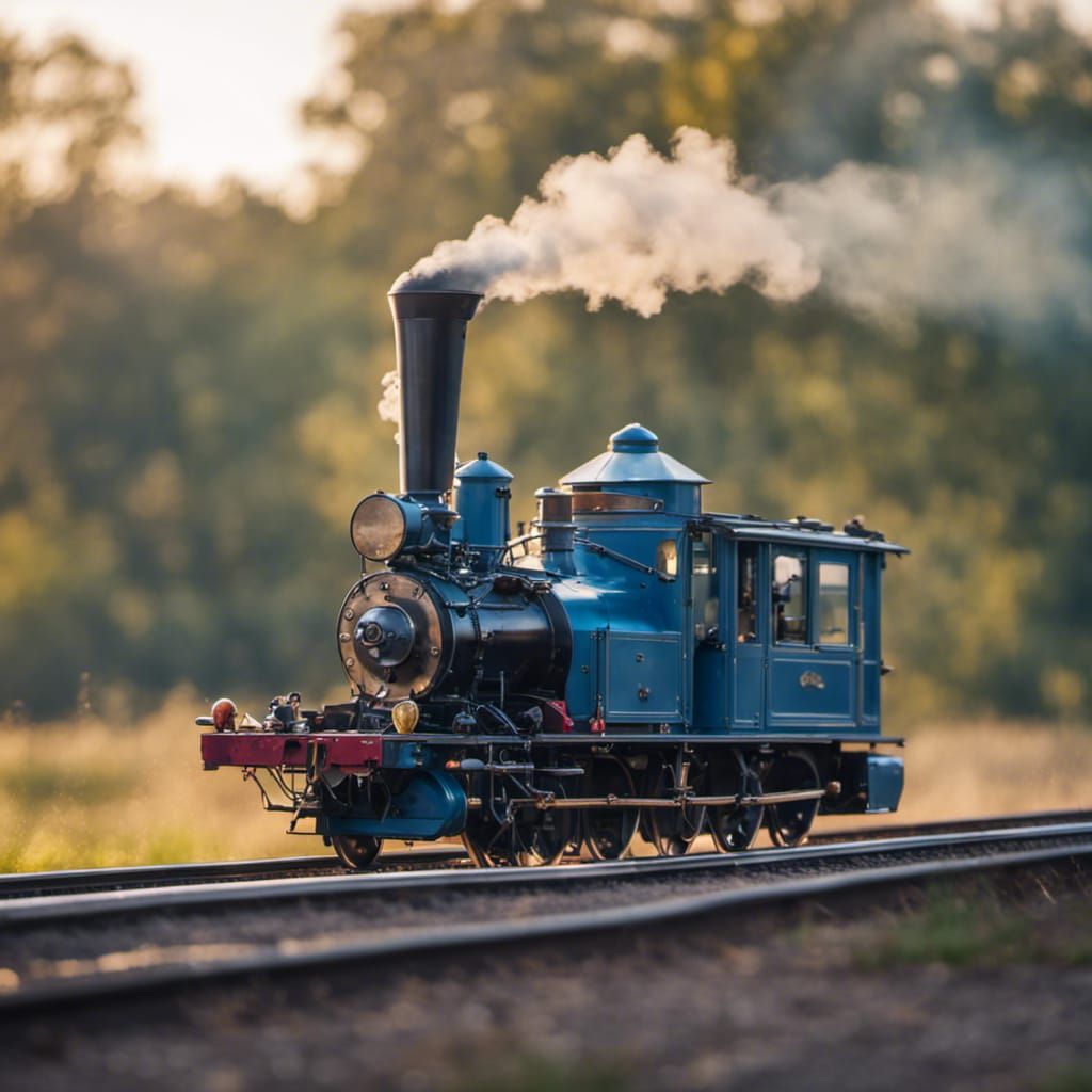 Blue Steam Engine on Highway, Professional Photography