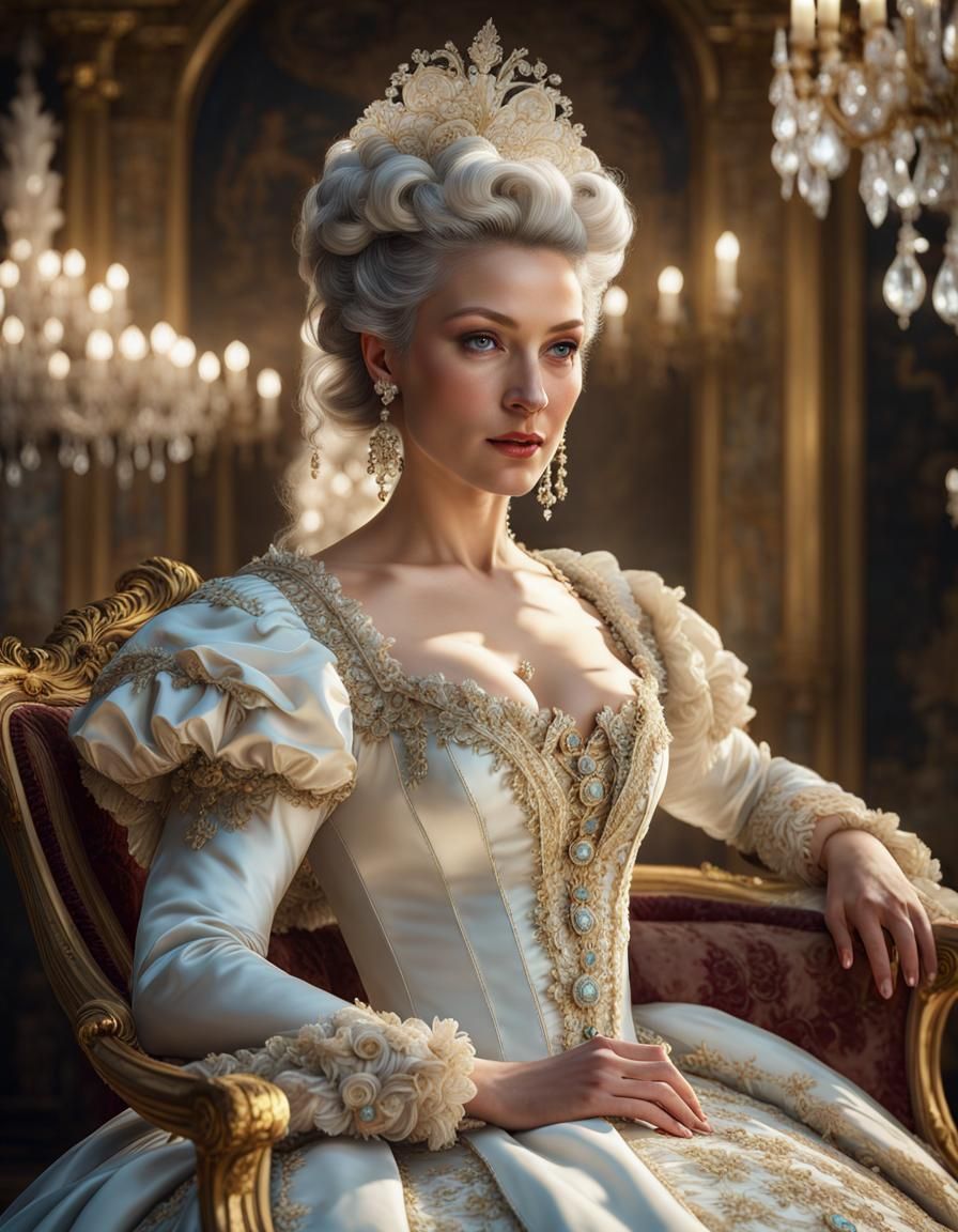 Rococo Princess Portrait in Hyperrealistic Digital Art