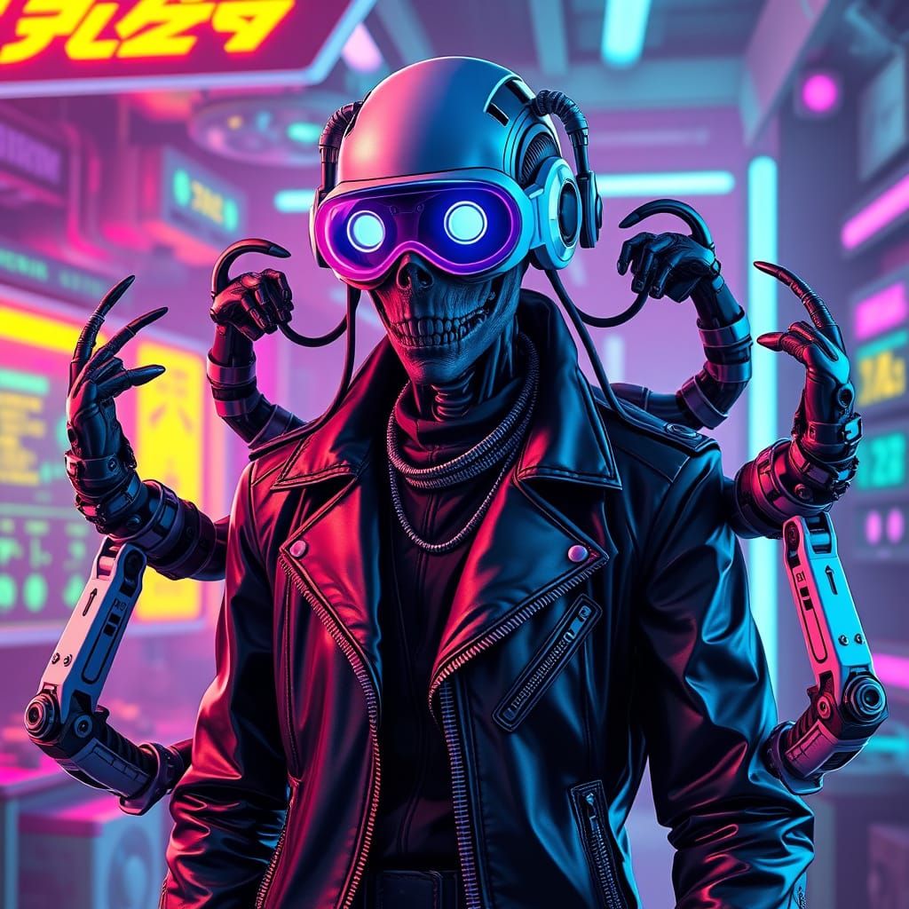 Cybernetic Alien Doctor in Synthwave Style