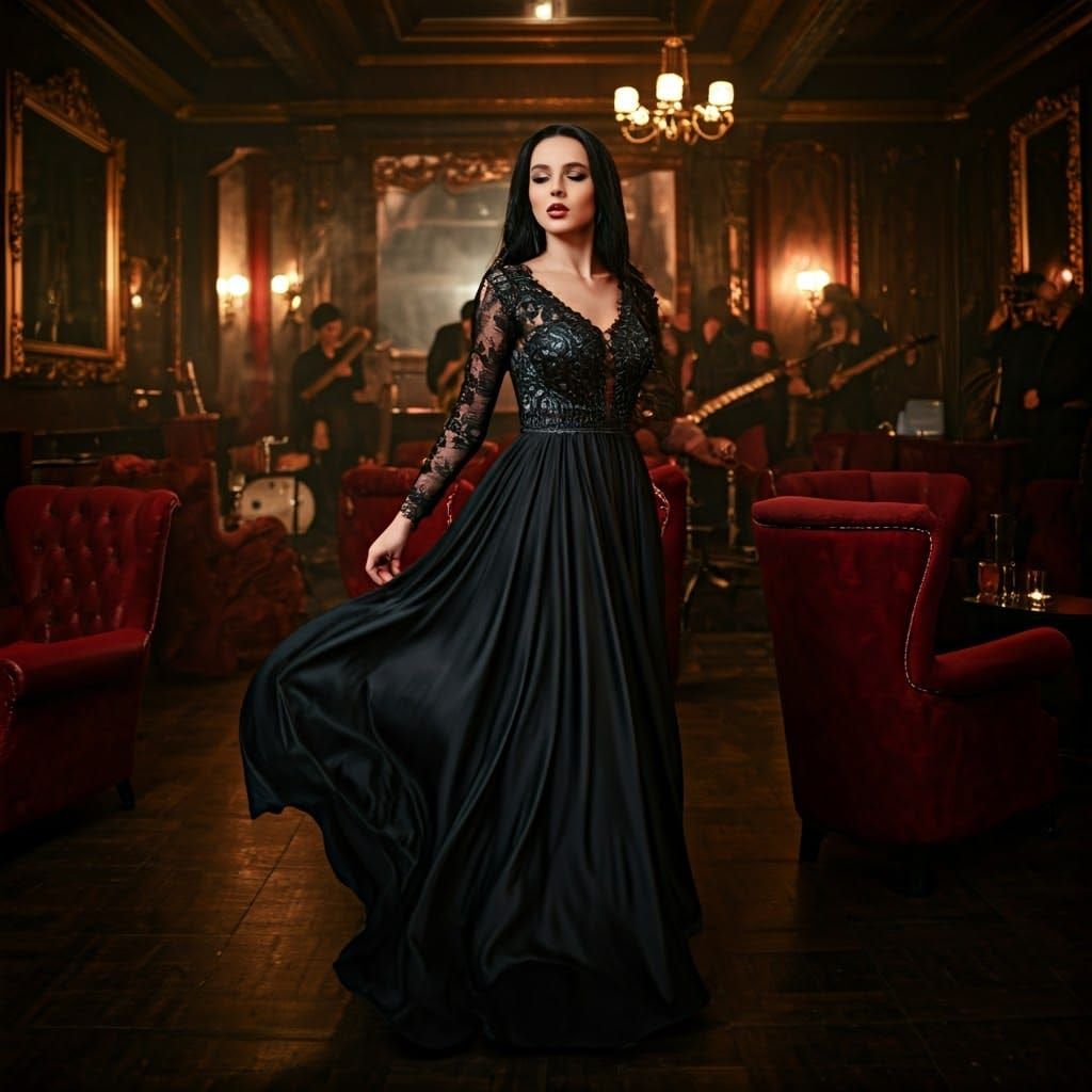 Vintage Hollywood Glamour in a Smoky Jazz Club