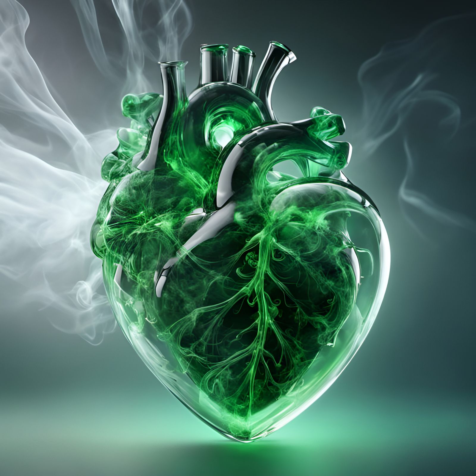 Green Glass Heart Radiating Cosmic Energy