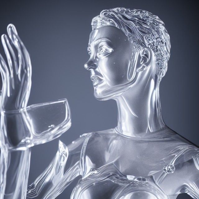 Crystal Glass Woman Statue in 8K