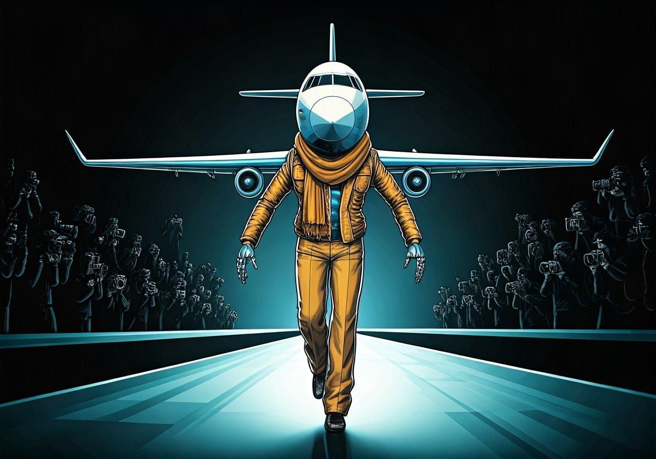 Metallic Fashion Model Struts Down Runway