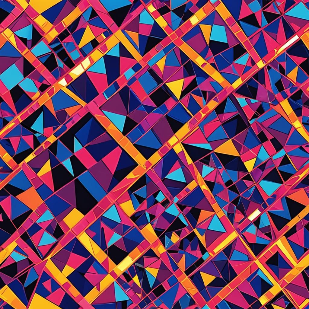 Geometric Cubist Kaleidoscope with Bisexual Flag Colors