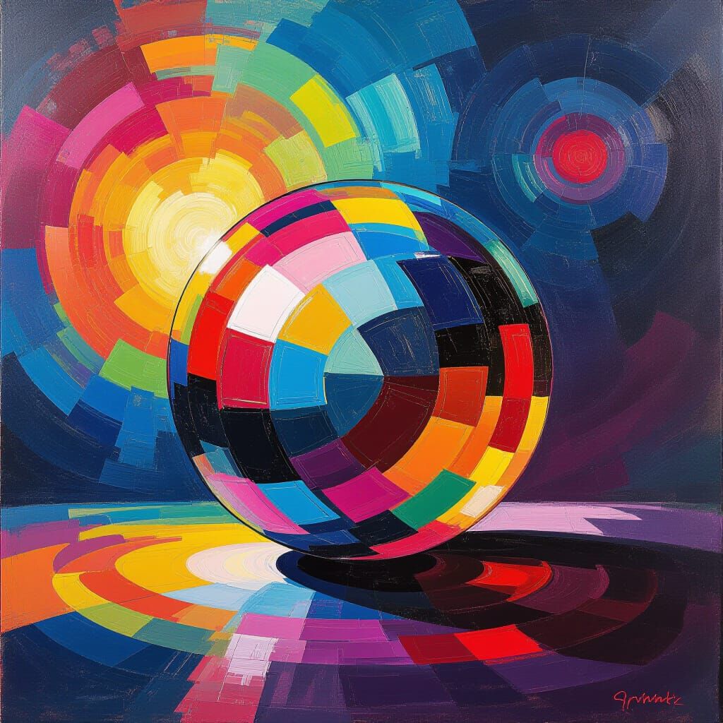 Vibrant Swirling Ball with Bold Brushstrokes